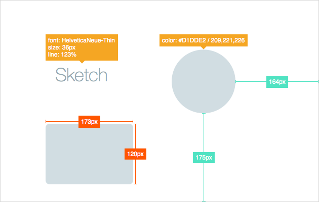 Плагин Sketch Measure позволяет показывать свойства объектов